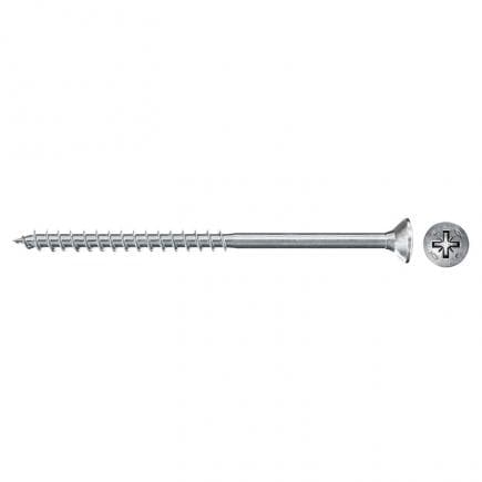 FISCHER 670210 - Vis à bois aggloméré galvanisée blanche Pozidriv à tête évasée plate et filetage partiel FPF II CZP BC