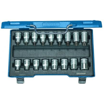 GEDORE 6129520 - Jeu de clés à douilles pour vis Torx 1/2'' (17 pcs.)