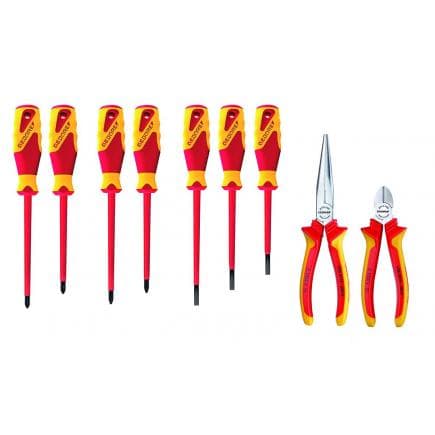 GEDORE 2836238 - Jeu de pinces/tournevis-VDE pour carte d'outils ET-1100 W (9 pcs.)