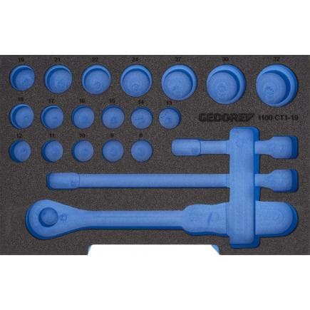 GEDORE 2836017 - Module mousse vide pour jeu de douilles 1/2'' (21 pcs.)