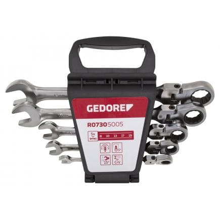 GEDORE 3300890 - Jeu de clés mixtes à cliquet avec tête flexible métrique (5 pcs.)