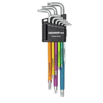 GEDORE 3301333 - Jeu de tournevis coudés Torx avec code couleur (9 pcs.)