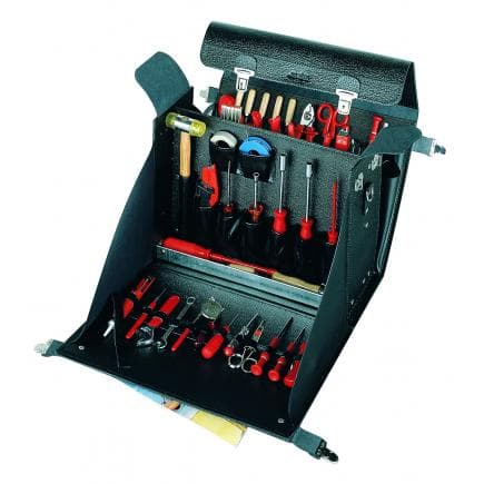 GT LINE BCP03 - Sac à outils en cuir véritable, avec façade rabattable et logements