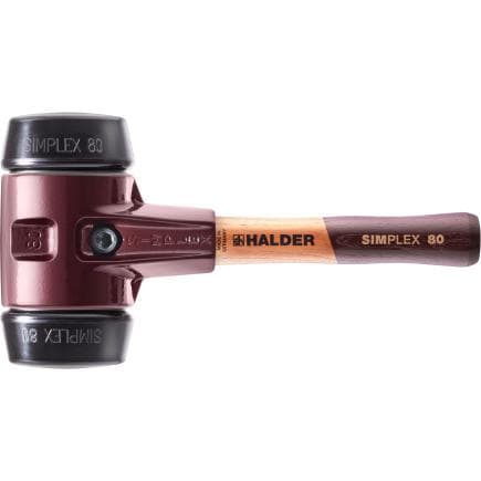 HALDER 3002.082 - Maillets SIMPLEX-Caoutchouc chargé avec boîtier en fonte malléable et manche en bois extra court de qualité