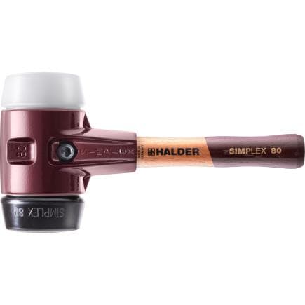 HALDER 3027.062 - Maillets SIMPLEX-Caoutchouc chargé/superplastique avec boîtier en fonte malléable et manche en bois extra court de qualité