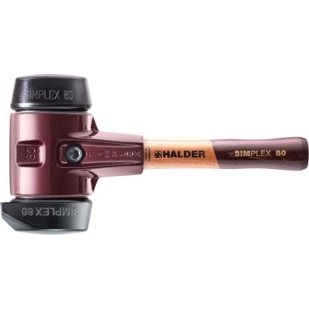 HALDER 3022.282 - Maillets SIMPLEX-Caoutchouc chargé avec pied avec boîtier en fonte malléable et manche en bois extra court de qualité