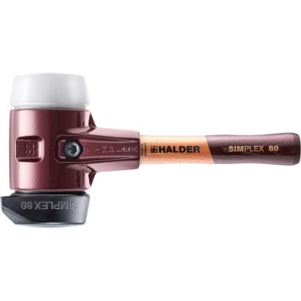 HALDER 3027.282 - Maillets SIMPLEX-Caoutchouc chargé avec pied/superplastique avec boîtier en fonte malléable et manche en bois extra court de...