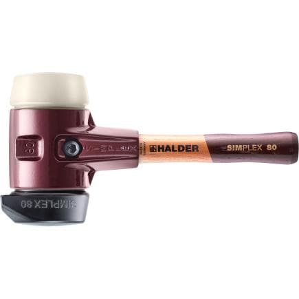 HALDER 3028.282 - Maillets SIMPLEX-Caoutchouc chargé avec pied/nylon avec boîtier en fonte malléable et manche en bois extra court de qualité