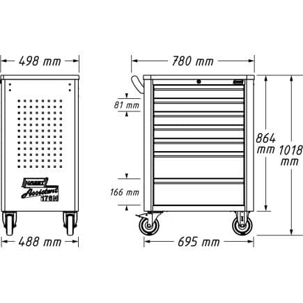 HAZET 176N-7/204 - Servante d'atelier Assistent 7 tiroir avec assortiment (204 pcs.)