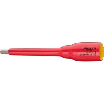 HAZET 986LG-8KV - Embout de clé à douilles hexagonal long avec adaptateur carré intérieur 1/2" avec isolation de protection 1 000 V