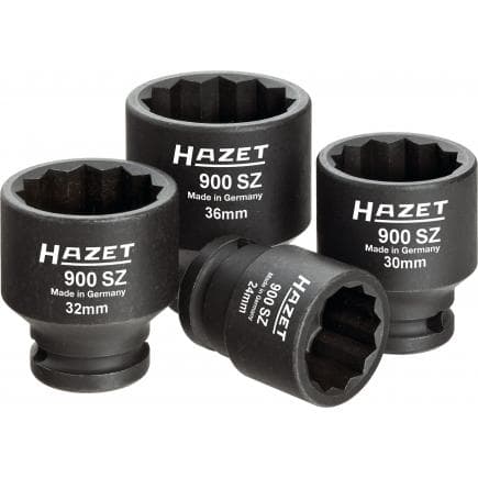 HAZET 900SZ/4 - Jeu d'embouts de clé à douilles hexagone avec adaptateur carré intérieur 1/2" avec profil de traction à alésage (4 pcs.)