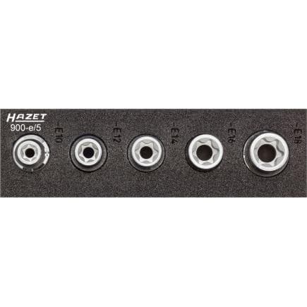 HAZET 900-E/5 - Jeu de clés à douilles TORX® avec adaptateur carré 1/2" à moletage (5 pcs.)