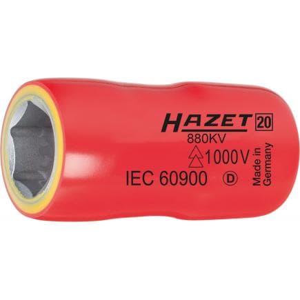 HAZET 880KV-8 - Embout de clé à douilles hexagonal court métrique avec adaptateur carré intérieur 3/8" avec profil de traction avec isolation de...