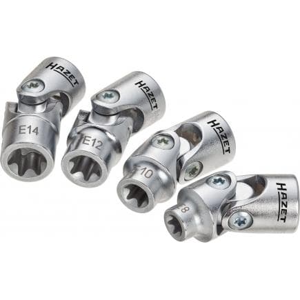 HAZET 880G-E/4 - Jeu d'embouts de clé à douilles TORX® avec adaptateur carré intérieur 3/8" avec charnière (4 pcs.)