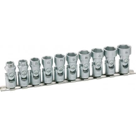 HAZET 880G/10H - Jeu d'embouts de clés à douilles hexagonaux métriques à charnière avec adaptateur carré intérieur 3/8" avec profil de traction...