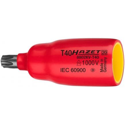 HAZET 8802KV-T25 - Embout de clé à douilles pour profil TORX® avec adaptateur carré intérieur 3/8" court avec isolation de protection 1000V