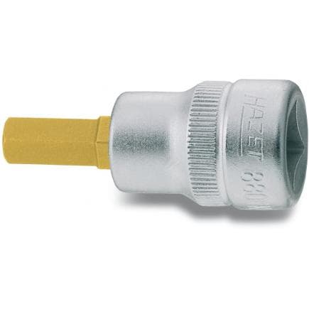 HAZET 8801K-6 - Embout de clé à douilles pour tournevis hexagonal métrique court à tête sphérique avec adaptateur carré intérieur 3/8"