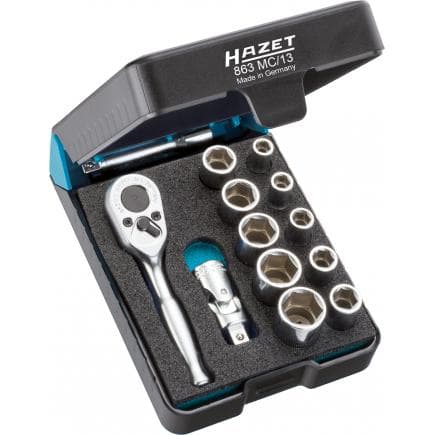 HAZET 863MC/13 - Jeu avec cliquet réversible HINOX® 1/4" et douilles (13 pcs.)