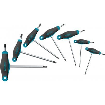 HAZET 829KKT/7 - Jeu de clés mâles TORX® avec manche en T bi-matière à tête sphérique (7 pcs.)