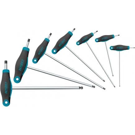 HAZET 829KK/7 - Jeu de clés mâles hexagonale avec manche en T bi-matière à tête sphérique (7 pcs.)
