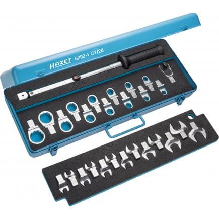 HAZET 6292-1CT/28 - Jeu de clés dynamométriques avec adaptateur carré à emboîtement et raccords (28 pcs.)