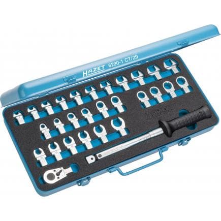 HAZET 6290-1CT/29 - Jeu de clés dynamométriques avec adaptateur carré à emboîtement et raccords (29 pcs.)