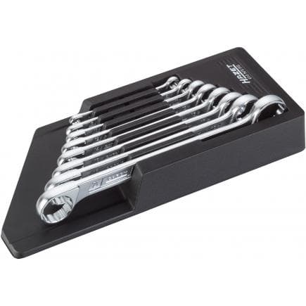 HAZET 610N/8RS - Jeu de clés polygonales à têtes courbés avec profil de traction et hexagonale double (8 pcs.)