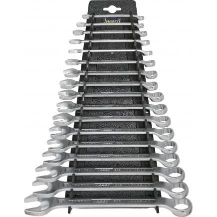HAZET 603/17H - Jeu de clés mixtes annulaires courbés à 10° métriques hexagonale double externe (17 pcs.)