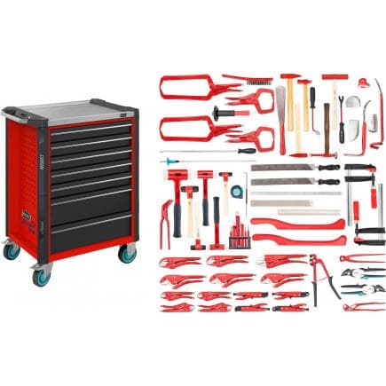 HAZET 179NX-7/65ALU - Chariot porte-outils "Assistent" à 7 tiroirs avec assortiment VDE 1000V (65 pcs.)