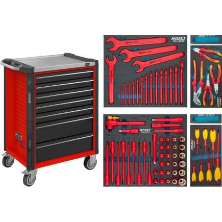 HAZET 179NX-7/70KV - Chariot porte-outils "Assistent" à 7 tiroirs avec assortiment VDE 1000V (70 pcs.)