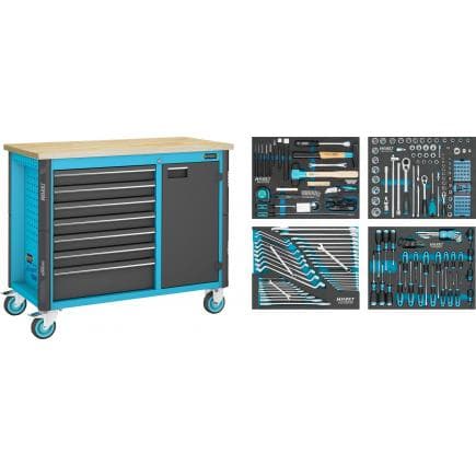 HAZET 179NW-7/230 - Établi à roulettes 7 tiroirs avec assortiment (230 pcs.)