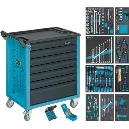 HAZET 177-7/217 - Chariot porte-outils "Assistent" à 7 tiroirs avec assortiment (217 pcs.)