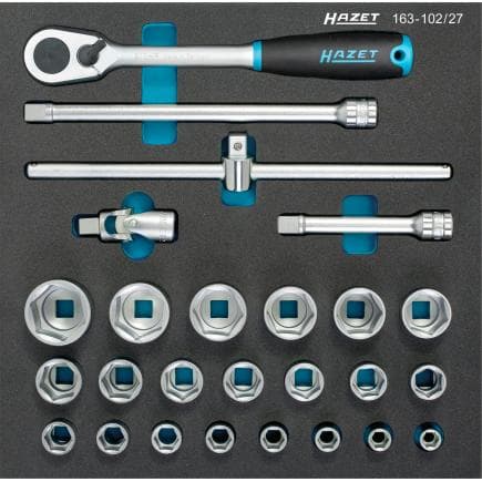 HAZET 163-102/27 - Jeu de cliquets, douilles et accessoires 1/2" (27 pcs.)