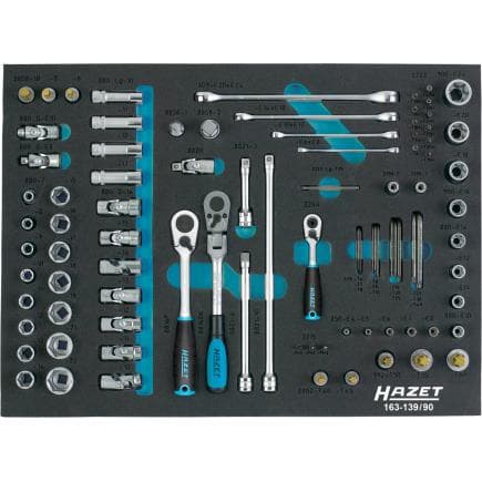 HAZET 163-139/90 - Jeu de cliquets, douilles et accessoires 1/2", 3/8" et 1/4" (90 pcs.)