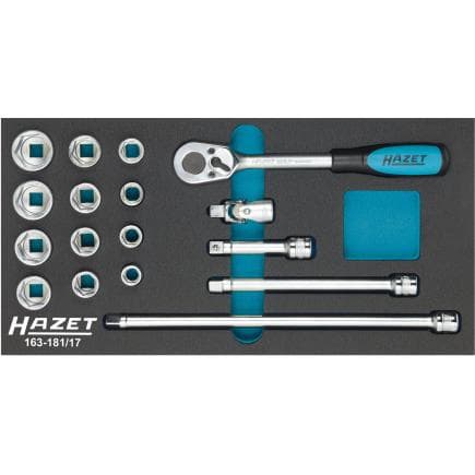 HAZET 163-181/17 - Jeu de cliquets, douilles et accessoires 3/8" (17 pcs.)