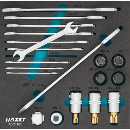HAZET 163-211/20 - Jeu de clés à fourche et de douilles 3/4" (20 pcs.)