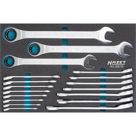 HAZET 163-366/18 - Jeu de clés à cliquet mixtes (18 pcs.)