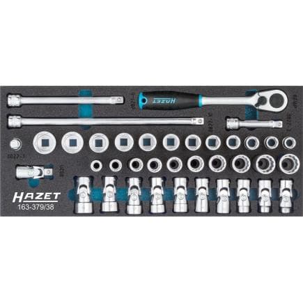 HAZET 163-379/38 - Jeu de cliquets, douilles et accessoires 3/8" (38 pcs.)