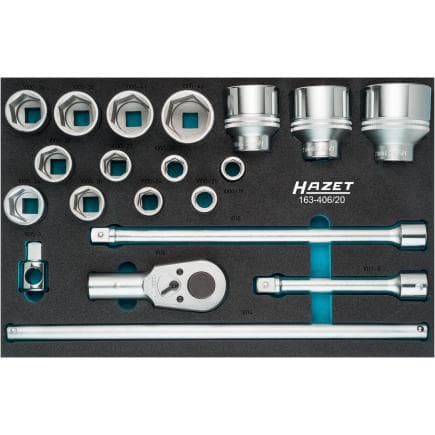 HAZET 163-406/20 - Jeu de cliquets, douilles et accessoires 3/8" (20 pcs.)