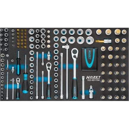 HAZET 163-481/194 - Jeu de cliquets, douilles et accessoires 1/2" et 1/4" (194 pcs.)