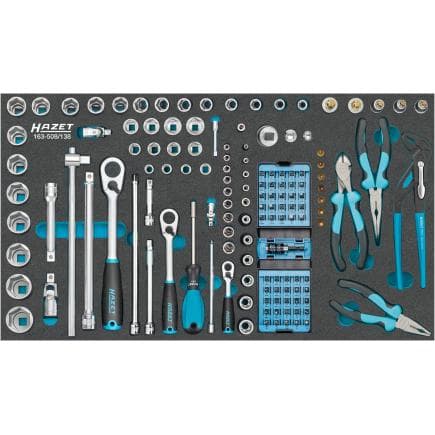HAZET 163-508/138 - Jeu de cliquets, douilles et accessoires 1/2" et 1/4" avec pinces et pinces coupantes (138 pcs.)