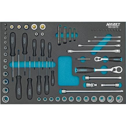 HAZET 163-53/75 - Jeu de tournevis, cliquets, douilles et clés TORX® (75 pcs.)