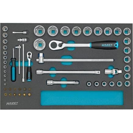 HAZET 163-57/56 - Jeu de cliquets, douilles et accessoires 1/2" et 1/4" (56 pcs.)
