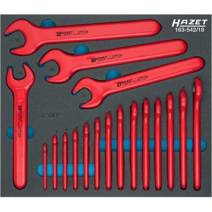 HAZET 163-542/18 - Jeu de clés à fourche avec isolation de protection 1000V (18 pcs.)