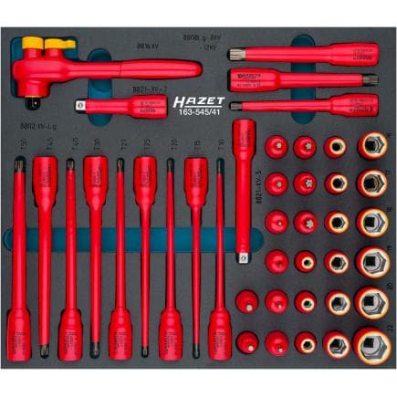 HAZET 163-545/41 - Jeu de cliquets, douilles et accessoires 3/8" avec isolation de protection 1000V (41 pcs.)