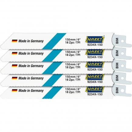 HAZET 9234X-150/5 - Jeu de lames de scie sabre flexibles pour acier et acier inoxydable 1,5-4 mm (5 pcs.)