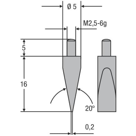 HELIOS PREISSER 0710192 - Touche M2,5 20° biseau