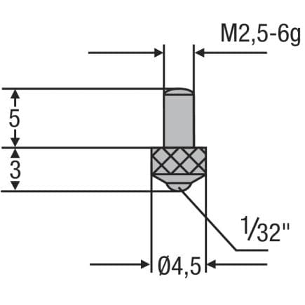 HELIOS PREISSER 0710195 - Touche M2,5mm à bille 1/32"