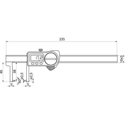 HELIOS PREISSER 1326904 - Pied à coulisse de poche digital IP 67 avec pointes intérieures