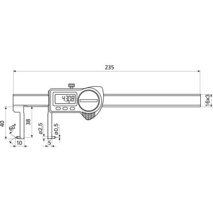 HELIOS PREISSER 1326906 - Pied à coulisse de poche digital IP 67 avec pointes extérieures 150 mm